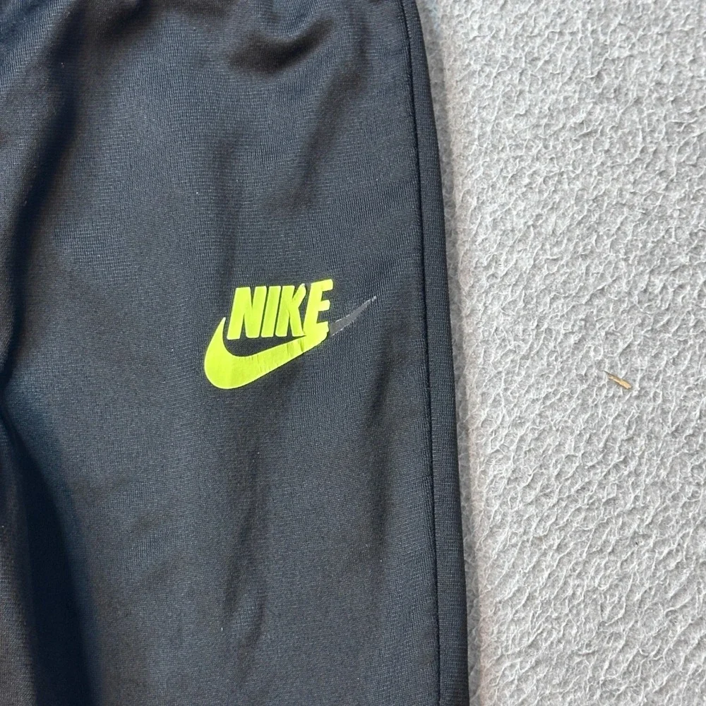 Nike‎ Track Pants Kids 2T Black Neon Yellow White Joggers Colorblock Athletic